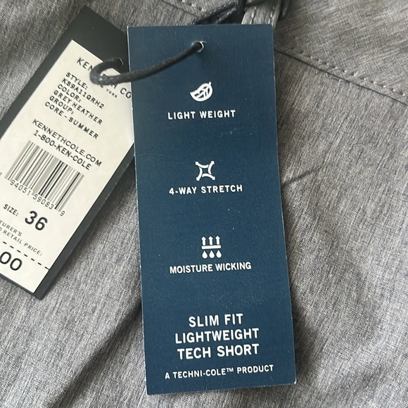 New Kenneth Cole Men's Size 36 Tech Shorts Slim Fit, Gray Heather - Picture 3 of 7